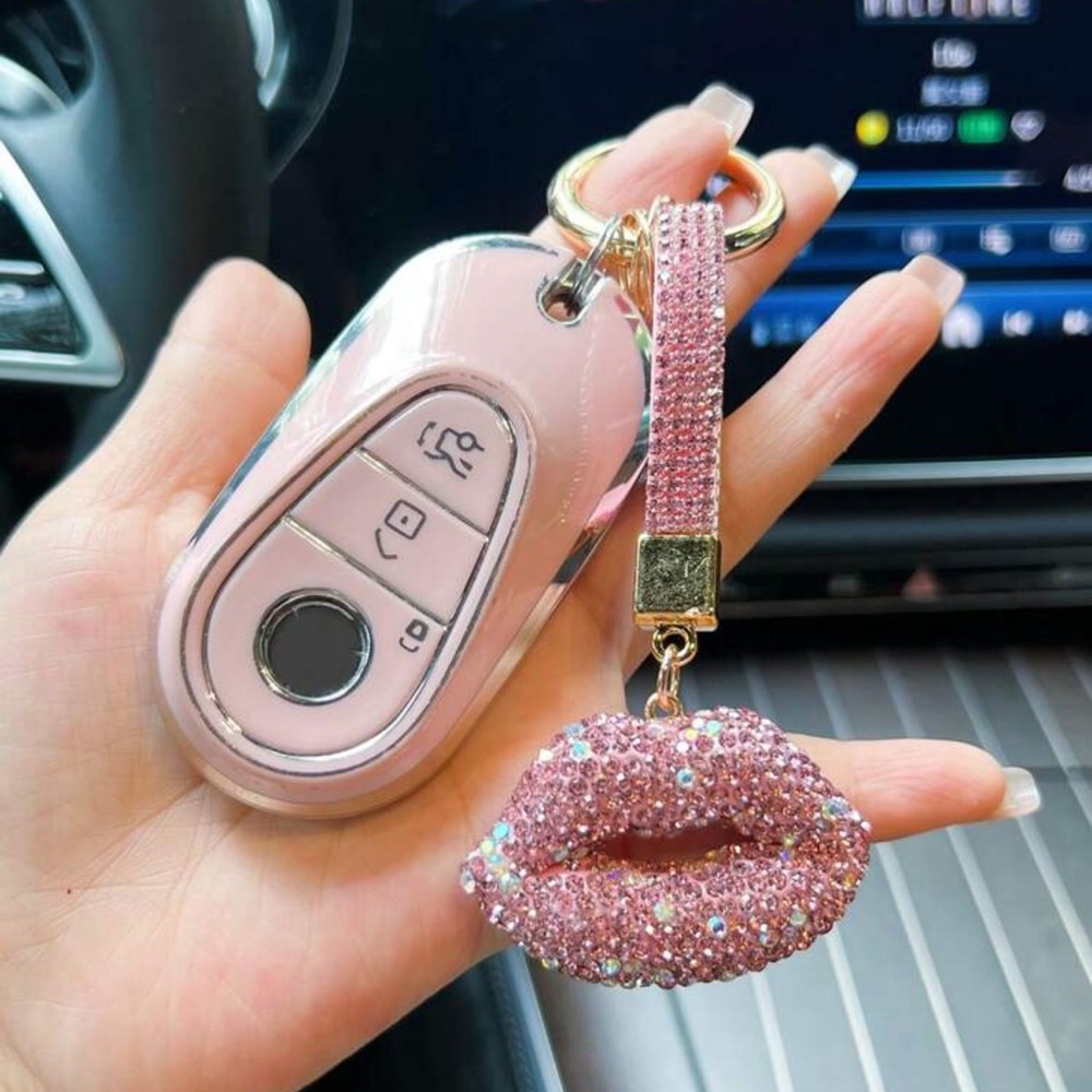1pc Rhinestone Lips Design Keychain, Suitable As Gift - Picture 2 of 3